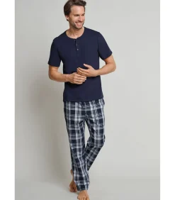 Pyjamabroek Donkerblauw Ruit