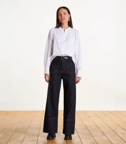 Rechte jeans van biologisch katoen in raw denim