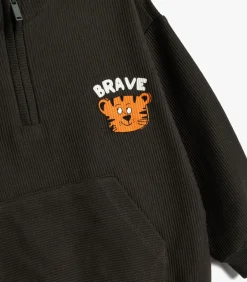 Rechte kraag geborduurd Sweatshirt