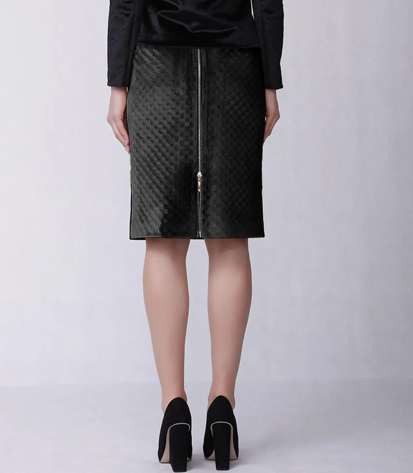 Rechte rok van structuurfluweel en imitatiepaardenhaar