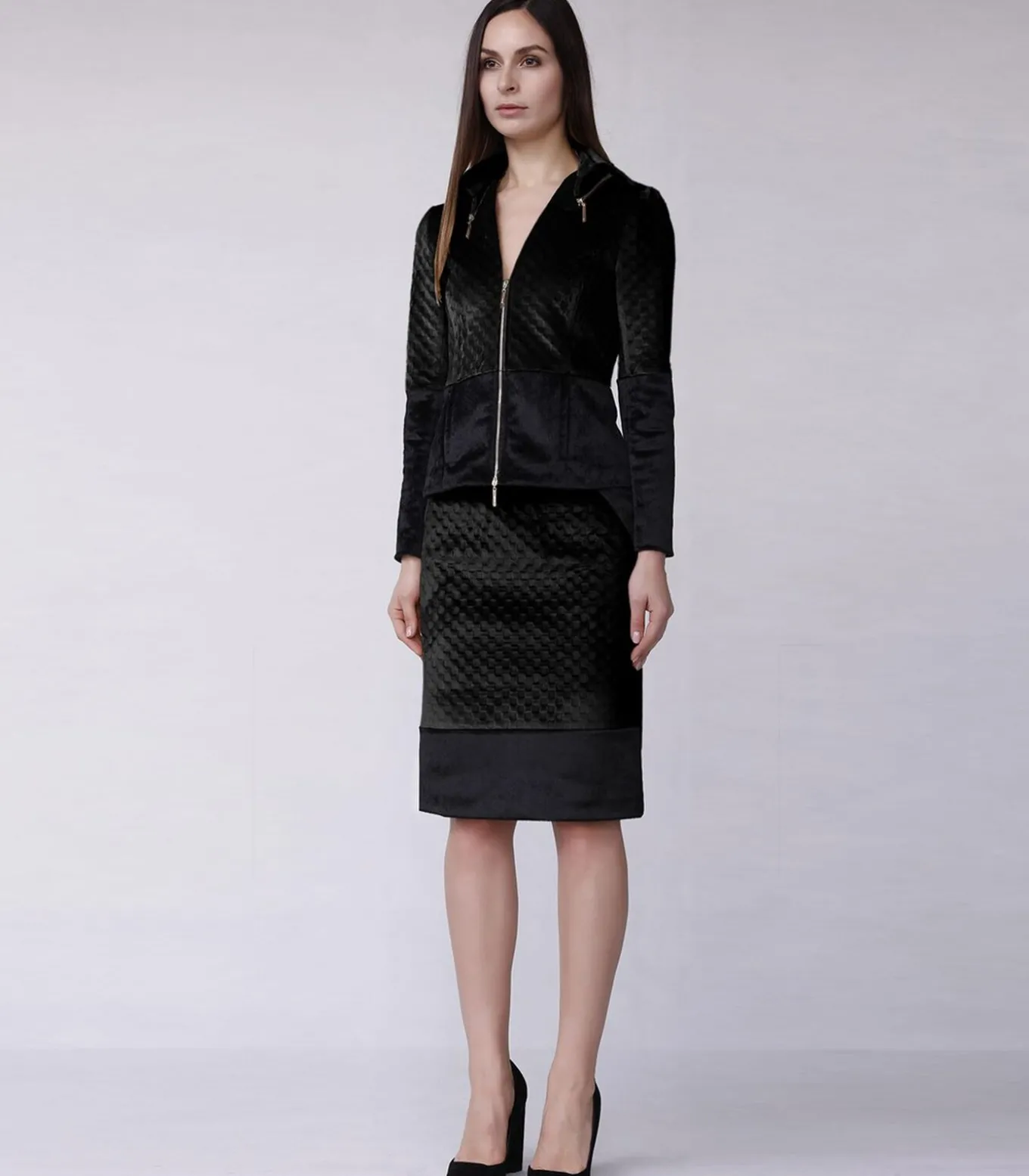 Rechte rok van structuurfluweel en imitatiepaardenhaar