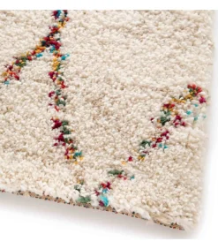 Rechthoekig hoogpolig vloerkleed met beige etnisch patroon 120x170 cm