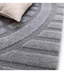 Rechthoekig laagpolig vloerkleed eigentijds patroon grijs 160 x 230 cm