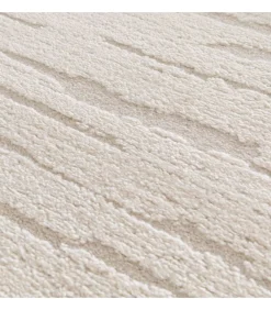 Rechthoekig laagpolig vloerkleed in effen ecru patroon 120 x 170 cm