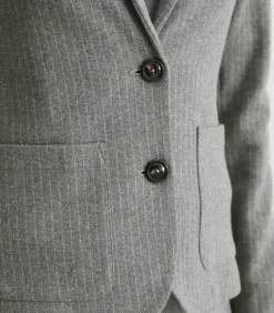 Regular blazer van krijtstreepjersey