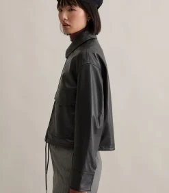 Regular leren jack in schuurstijl