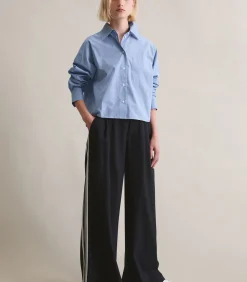 Relaxte cropped geruite blouse