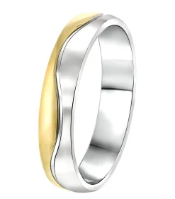 Ring 'Valletta' Staal - zilverkleurig-goudkleurig