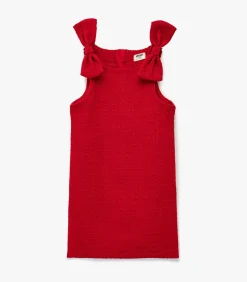 Rode Mouwloze Kinderjurk met Strikdetails