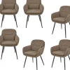 Runa Eetkamerstoelen - Polyester - Donker Zand - Set van 6