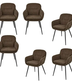 Runa Eetkamerstoelen - Polyester - Warm Bruin - Set van 6