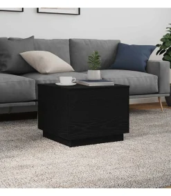 Salontafel met LED-verlichting 50x50x40 cm zwart eikenkleurig