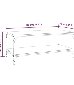 Salontafel 80x50x40 cm bewerkt hout gerookt eikenkleurig