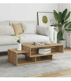 Salontafel 105x55x32 cm bewerkt hout artisanaal eikenkleurig