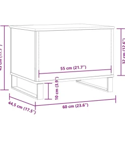 Salontafel 60x44,5x45 cm bewerkt hout artisanaal eikenkleurig