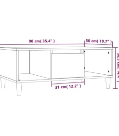 Salontafel 90x50x36,5 cm bewerkt hout grijs sonoma