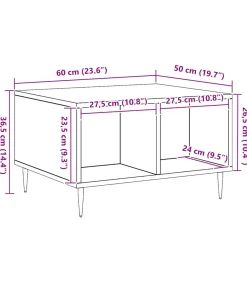 Salontafel 60x50x36,5 cm bewerkt hout artisanaal eikenkleur