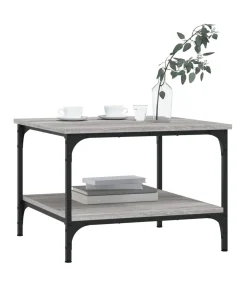 Salontafel 55x55x40 cm bewerkt hout grijs sonoma eikenkleurig