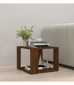 Salontafel 40x40x30 cm bewerkt hout bruin eikenkleur