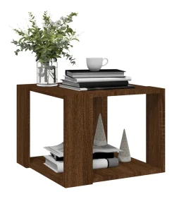 Salontafel 40x40x30 cm bewerkt hout bruin eikenkleur