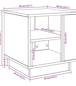 Salontafel 40x40x43 cm bewerkt hout artisanaal eikenkleurig