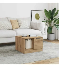 Salontafel 50x50x36 cm bewerkt hout artisanaal eikenkleur