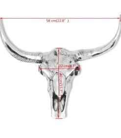 Schedel muurdecoratie aluminium zilver