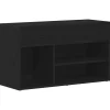 Schoenenbank met plank Zwart eiken 80 x 30 x 45 cm Bewerkt hout