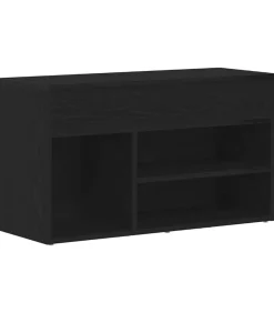 Schoenenbank met plank Zwart eiken 80 x 30 x 45 cm Bewerkt hout
