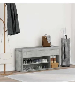 Schoenenbank 102x30,5x45 cm bewerkt hout betongrijs