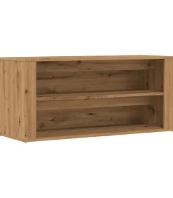 Schoenenbankje 100x35x45 cm bewerkt hout artisanaal eikenkleur
