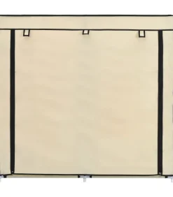 Schoenenkast met hoes 115x28x110 cm stof crème