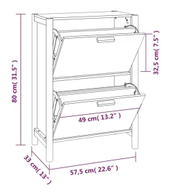 Schoenenkast 57,5x33x80 cm bewerkt hout zwart