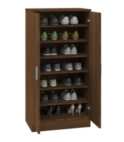 Schoenenkast 55x35x108 cm bewerkt hout bruin eikenkleur