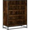 Schoenenkast 75x38x97,5 cm bewerkt hout en metaal gerookt eiken