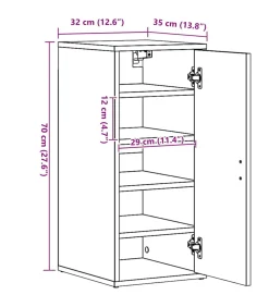 Schoenenkast 32x35x70 cm spaanplaat zwart eikenkleurig