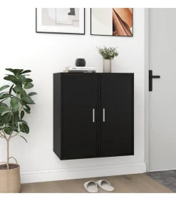Schoenenkasten 2 st 32x35x70 cm spaanplaat zwart