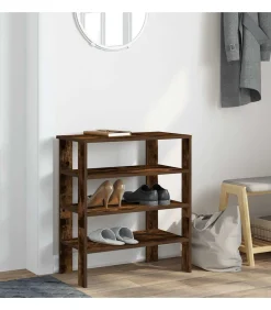 Schoenenrek 61x32x70 cm bewerkt hout gerookt eikenkleurig