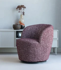 Serra Draaifauteuil - Melange Stof - Bordeauxrood - 68x70x77