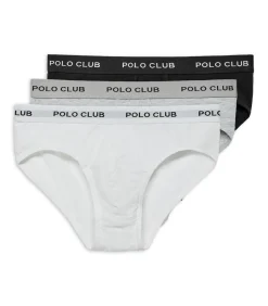 Set van drie slips, zwart, grijs en wit, met Polo Club-detail