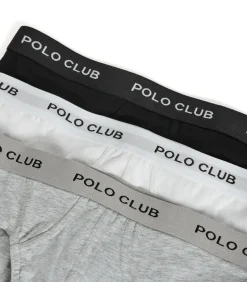 Set van drie slips, zwart, grijs en wit, met Polo Club-detail