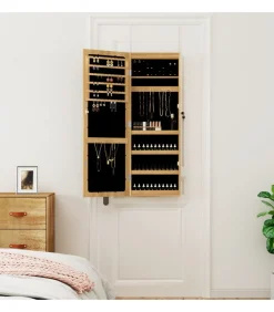 Sieradenkast met spiegel en LED wandgemonteerd