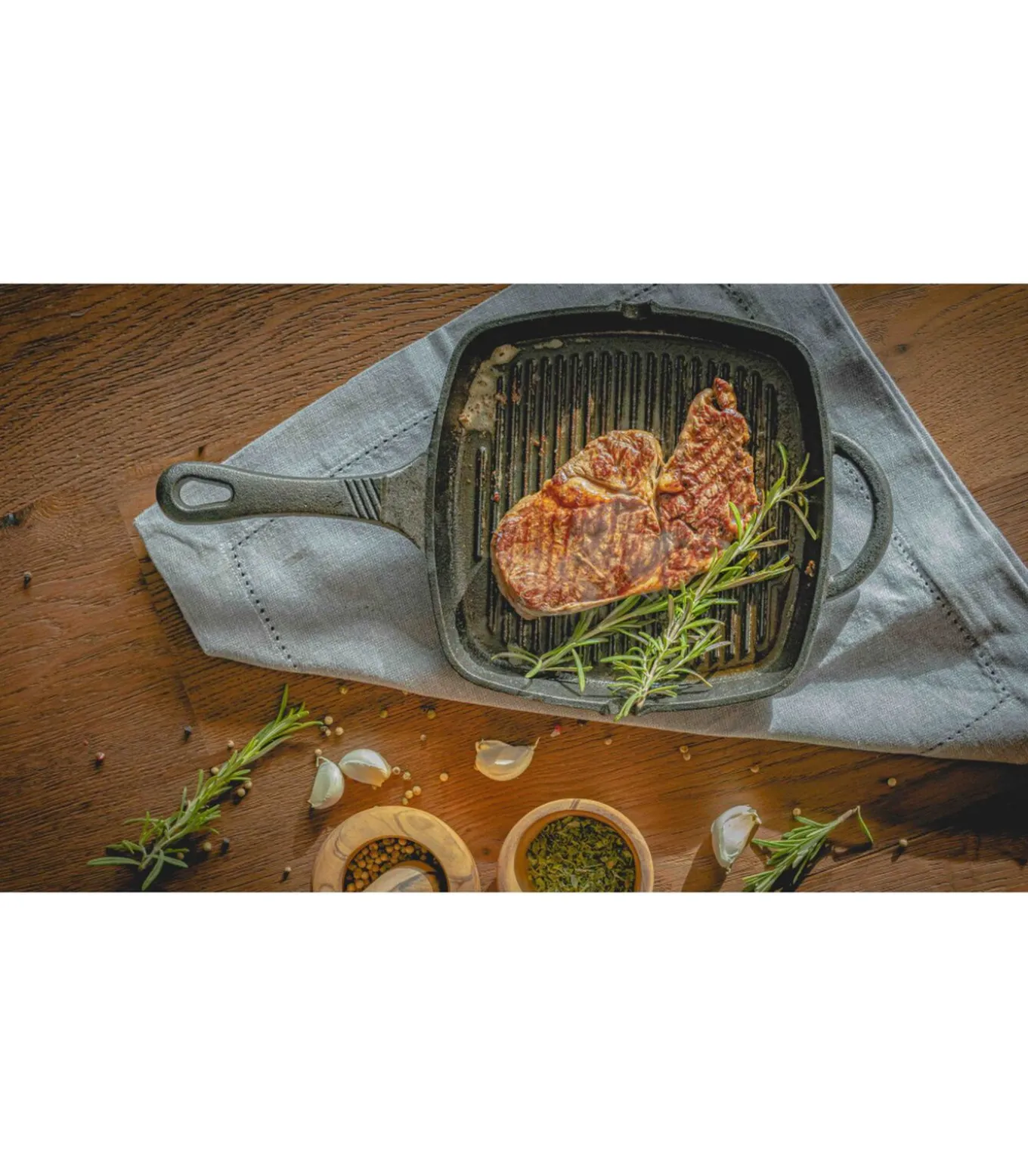 Skillet - Grillpan - Gietijzer - 23 x 23 cm - zonder anti-aanbaklaag