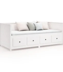 Slaapbank zonder matras 100x200 cm massief grenenhout wit