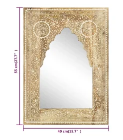 Spiegel handgeschilderd 40x55 cm massief mangohout