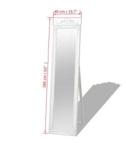 Spiegel vrijstaand barok stijl 160x40 cm wit