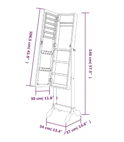 Spiegel vrijstaand 34x37x146 cm zwart