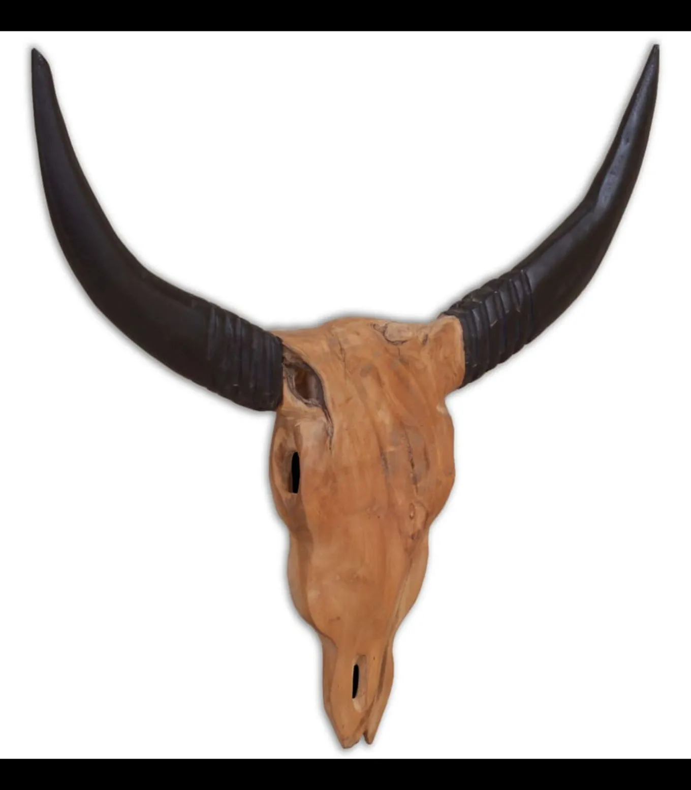 Stierenbeeld wandgemonteerd 69x6x60 cm teakhout