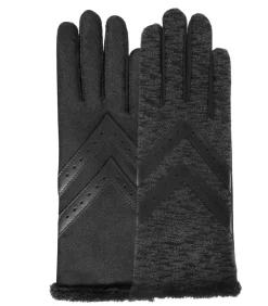 Stretch dameshandschoenen Bedrukt grijs/zwart