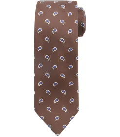 Stropdas Zijde Paisley Bruin